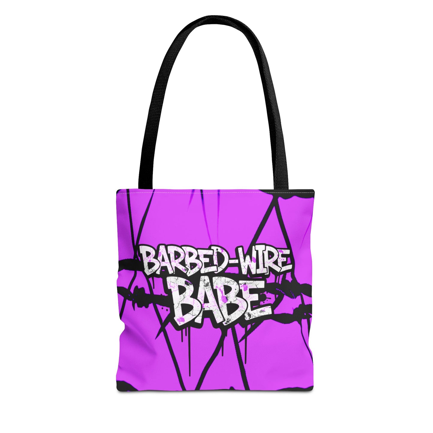 Barbed-Wire Babe Tote Bag | Pink Urban Grunge All-Over Print Streetwear Tote Bag