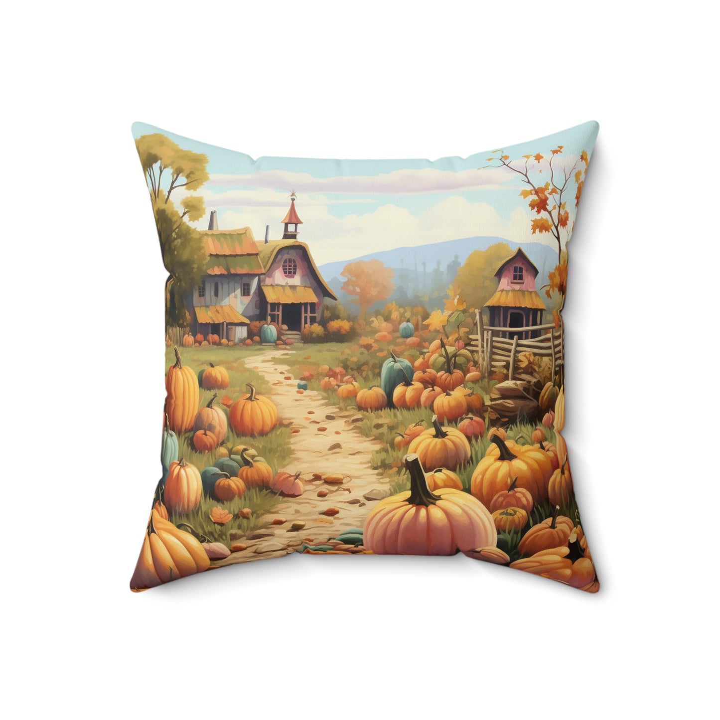 Autumn Harvest Faux Suede Pillow, Fall Decor Cushion, Pumpkin Patch Home Accent, Cozy Thanksgiving Gift, Seasonal Throw Pillow