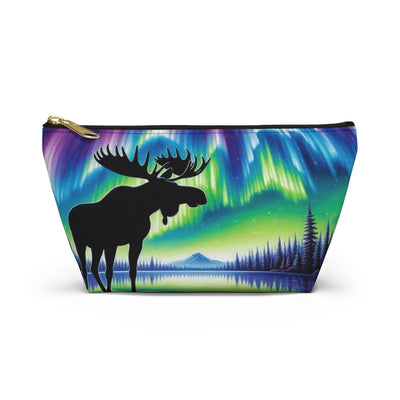 Northern Lights Moose Accessory Pouch, Nature Lover's Travel Organizer, Handbag Essential, Gift for Outdoorsy Friends, Aurora Borealis Design