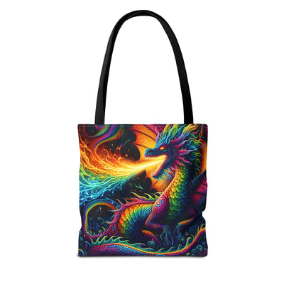 Vibrant Dragon Tote Bag, Colorful Beach Bag, Fantasy Art Shopper, Unique Gift for Mythology Lovers, Eco-friendly Canvas Tote