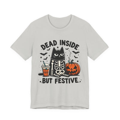Cute Halloween Cat Tee, Dead Inside But Festive, Unisex Shirt, Fall Fashion, Halloween Party, Gift for Cat Lovers, Spooky Season