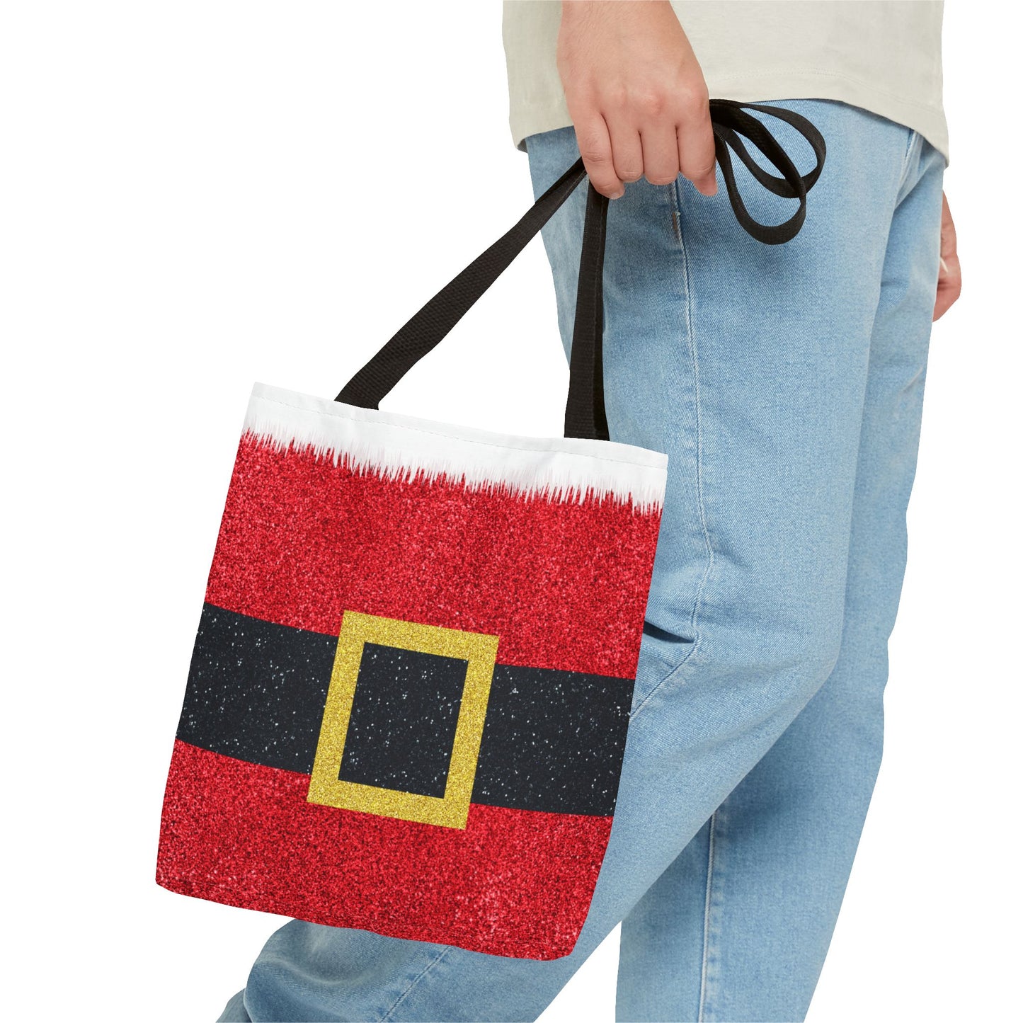Santa Belt Christmas Tote Bag | Festive Holiday Gift & Shopping Bag