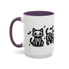 Halloween Cat Accent Coffee Mug, Cute Skeleton Cats Mug, Spooky Gifts, Black Cat Mug for Halloween, Witchy Home Decor