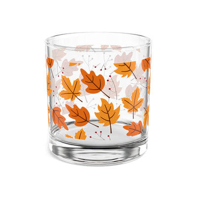Autumn Leaves Rocks Glass, Fall Cocktail Glass, 10oz Whiskey Glass, Seasonal Barware, Thanksgiving Liquor Glass, Home Decor