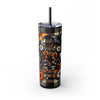Halloween Ghost 20oz Skinny Tumbler With Straw, Spooky Sip Cup, Fall Beverage Flask, Pumpkin Drinkware, Office & Party Essentials