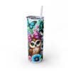 Cute Owls Skinny 20oz Tumbler With Straw, Perfect for Gifts, Floral Design, Drinkware for Owl & Animal Lovers, Travel or Home Use