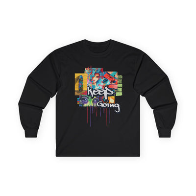 "Keep Going" Streetwear Art Collage Unisex Long Sleeve Tee | Streetwear Long Sleeved Shirt, Urban Clothing