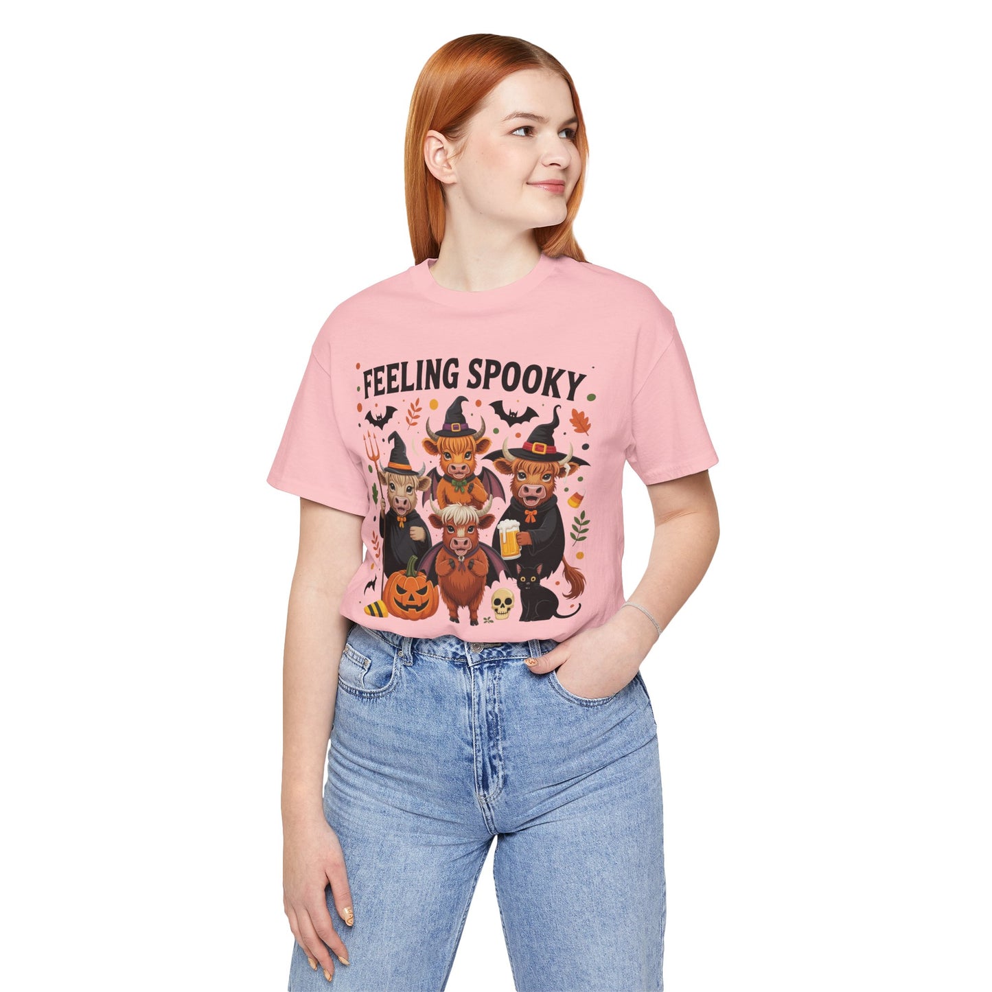 Feeling Spooky Halloween Cows Tee, Unisex Short Sleeve Shirt, Fall Apparel, Halloween Costume, Gift for Pet Lovers