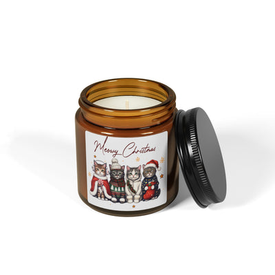 Meowy Christmas Cats Soy Wax Amber Jar Christmas Candle | Christmas Variety Scented Candle, Four Different Scents To Choose