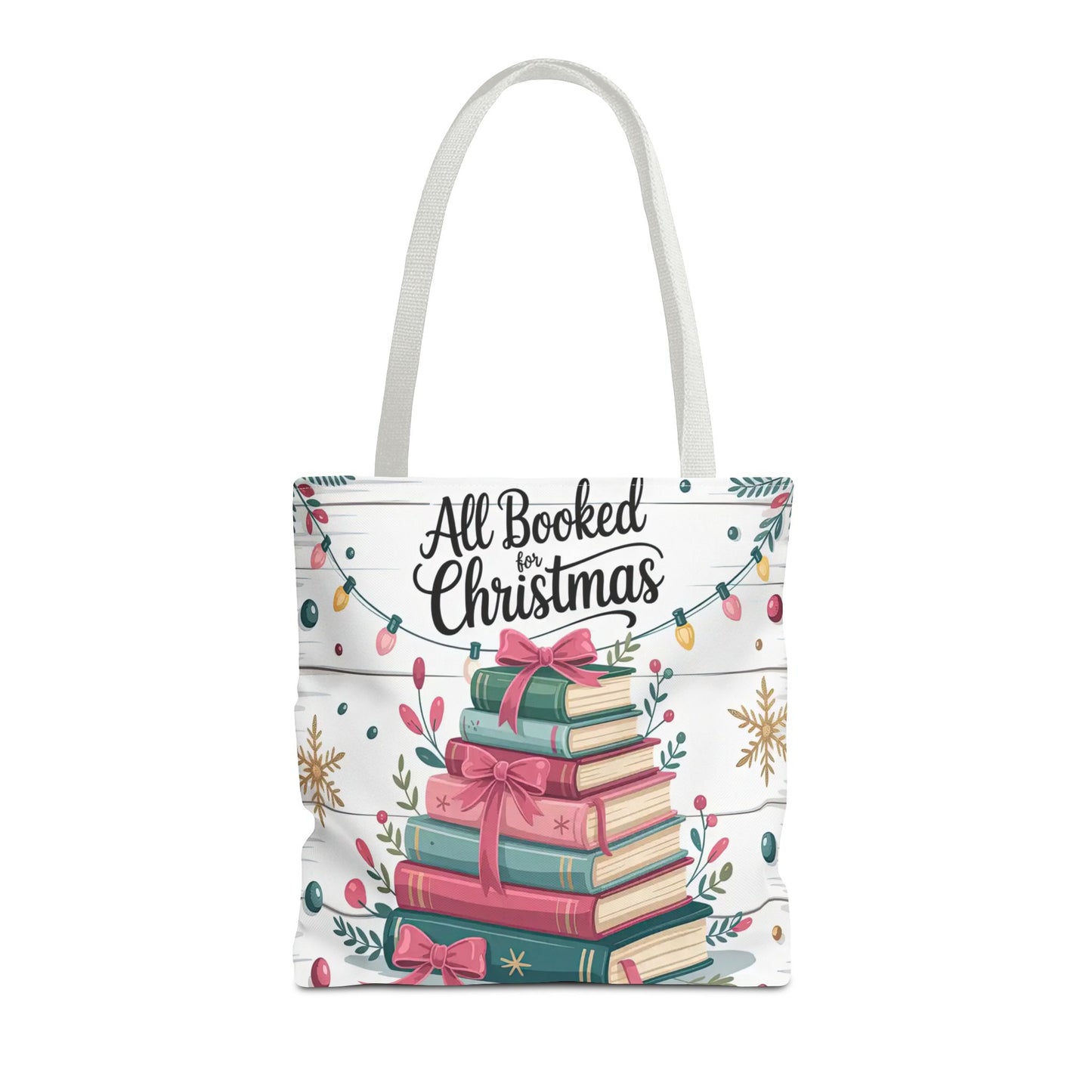 "All Booked For Christmas" Christmas Tote Bag | Festive Holiday Gift & Shopping Bag, Gift For Book Lovers
