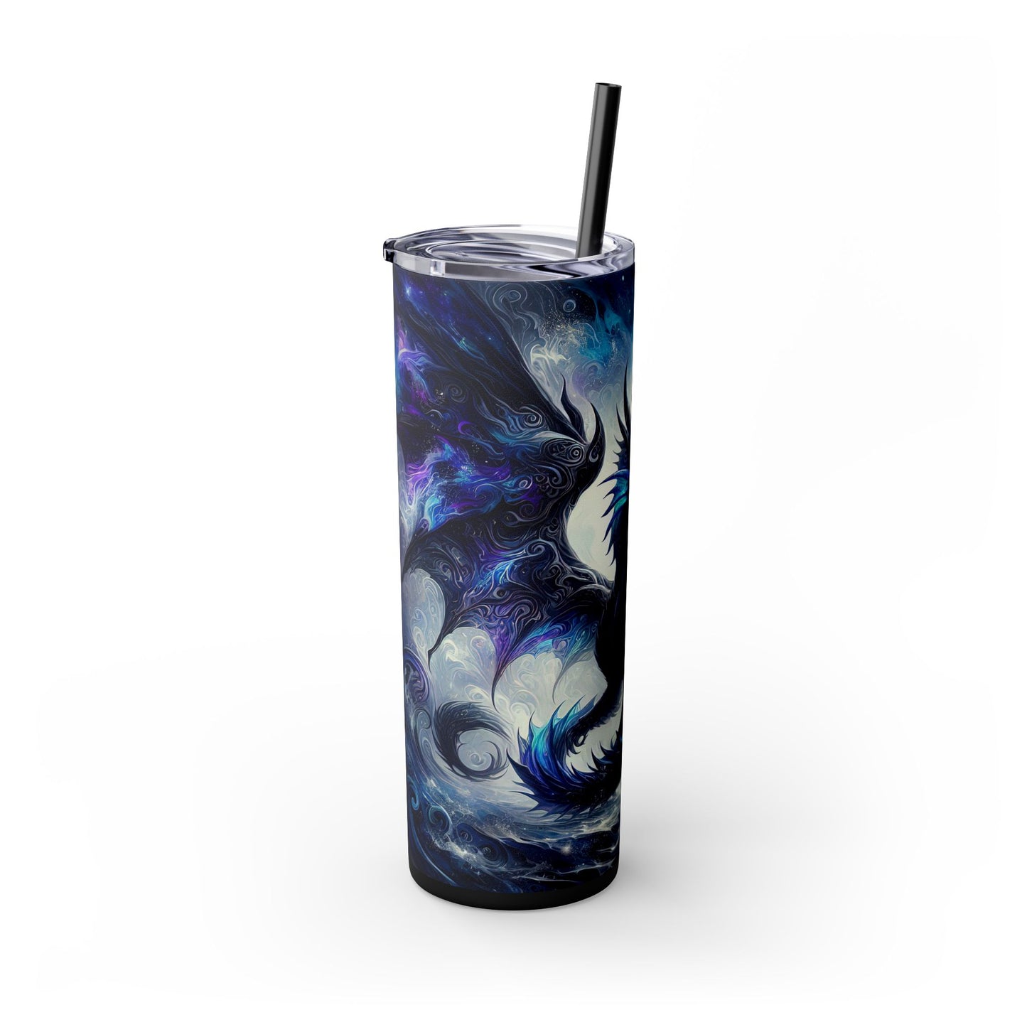 Blue Dragon 20oz Skinny Tumbler With Straw | Fantasy Drinkware, Travel Mug, Gift for Dragon Lovers, Unique Beverage Container