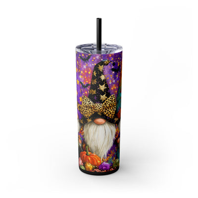 Halloween Gnome 20oz Skinny Tumbler for Fall Celebrations, Cute Pumpkin Drinkware, Fun Autumn Gift, Halloween Party Accessory, Gnome Decor
