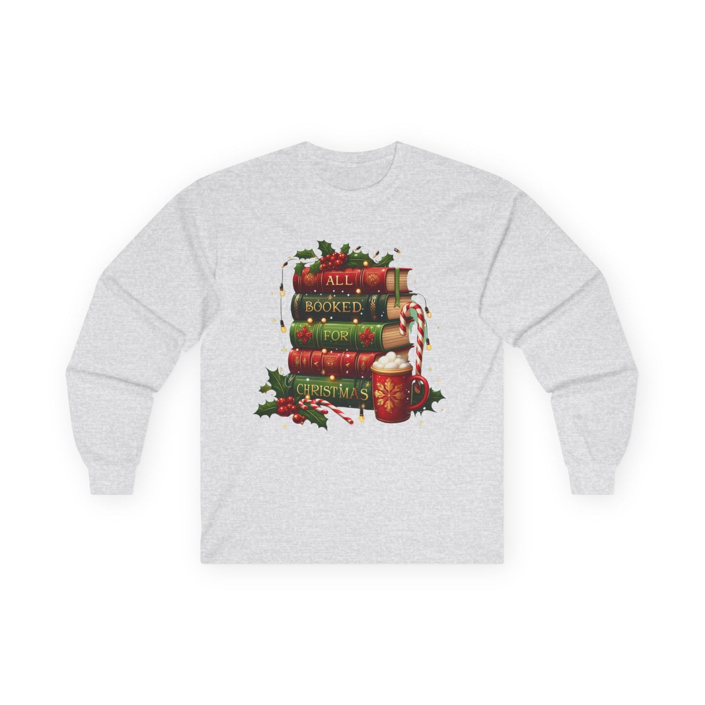 Christmas Book Lovers Unisex Long Sleeve Tee | All Booked For Christmas