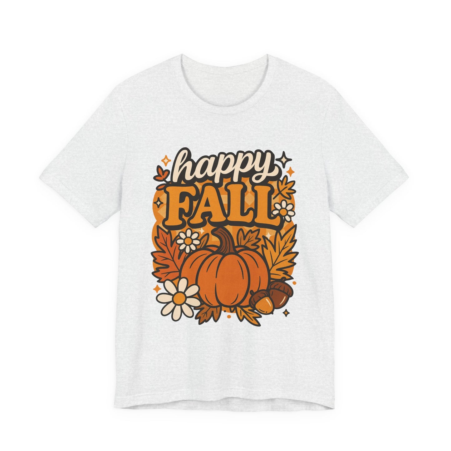 Happy Fall Pumpkin Graphic Tee | Unisex Short Sleeve T-Shirt, Autumn Tee, Seasonal Apparel, Thanksgiving Gift, Cozy Fall Vibes, Graphic Tee, Pumpkin Shirt