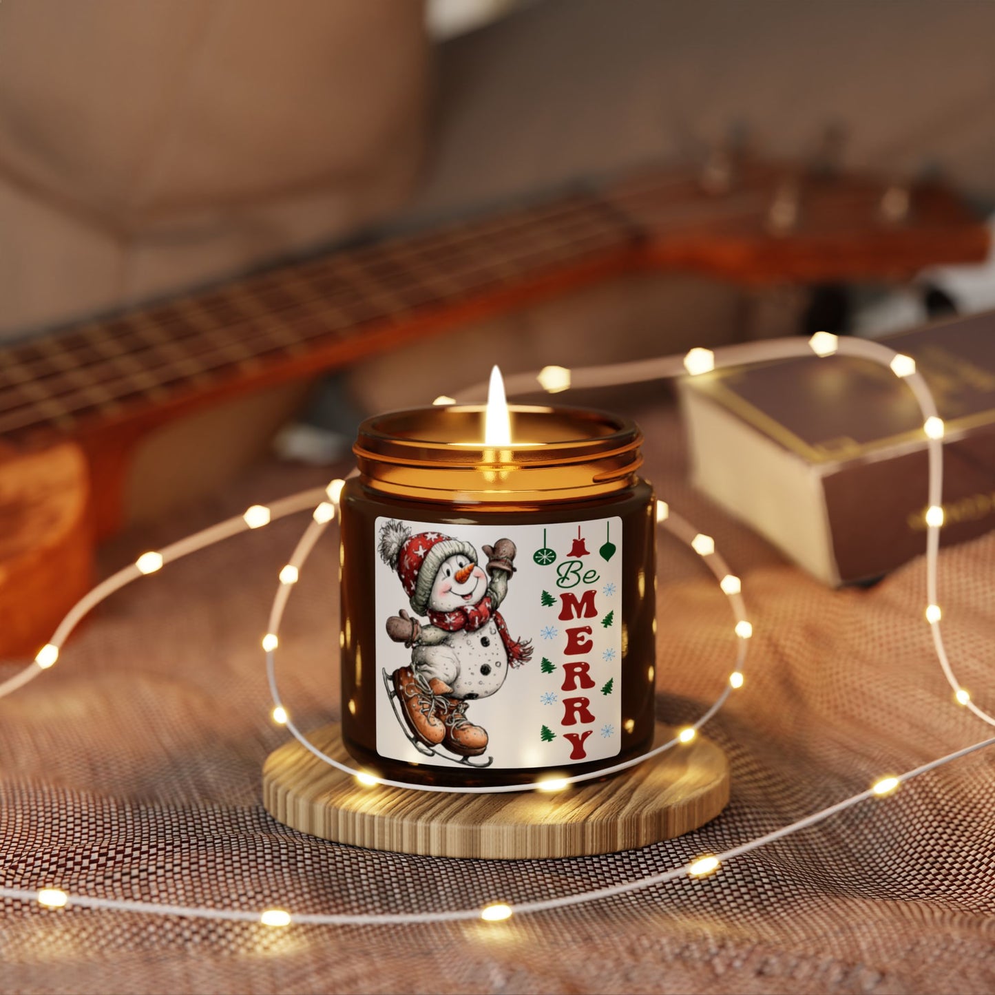 Be Merry Snowman Soy Wax Amber Jar Christmas Candle | Christmas Variety Scented Candle, Four Different Scents To Choose