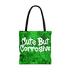 Cute But Corrosive Green Tote Bag | All Over Print Urban Grunge Streetwear Tote Bag