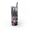 Pink & Black Snowman Goth Christmas 20oz Skinny Tumbler with Straw | Holiday Tumbler Gift For Everyone
