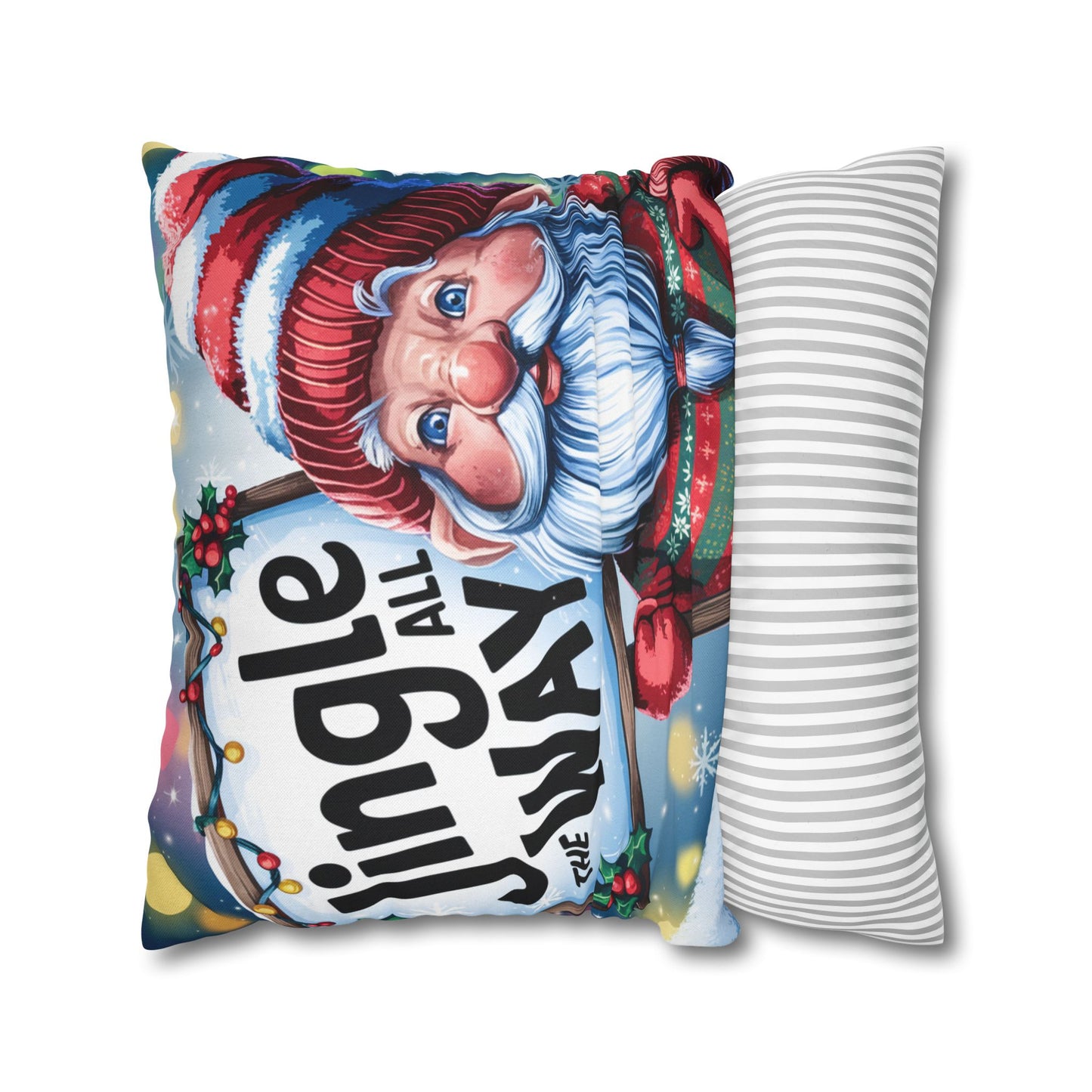 "Jingle All the Way" Santa Christmas Pillowcase | Holiday Decorative Throw Pillow Cover COVER ONLY