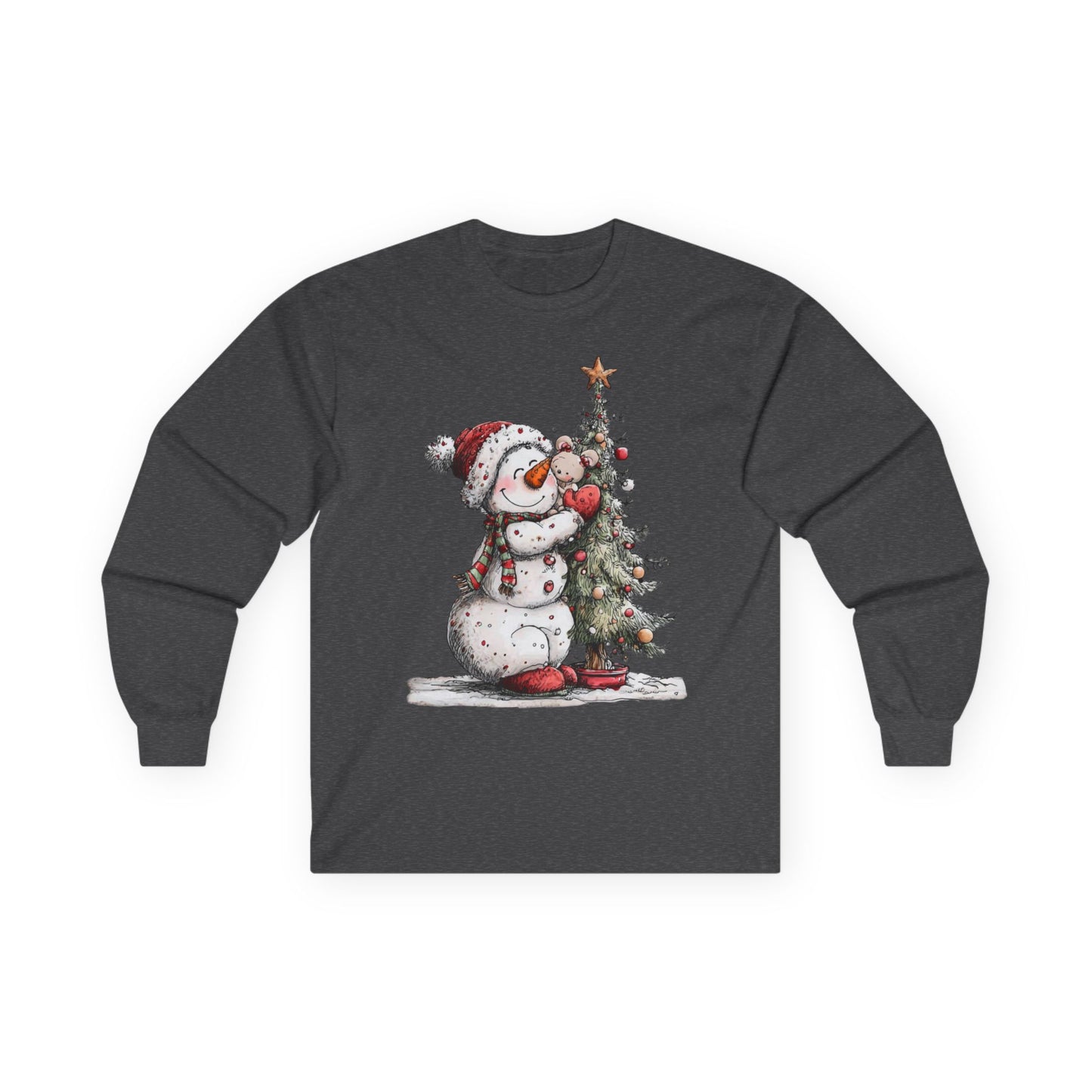 Christmas Snowman Unisex Long Sleeve Tee | Snowman Shirt, Christmas Tree Long Sleeve
