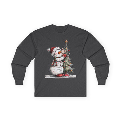 Christmas Snowman Unisex Long Sleeve Tee | Snowman Shirt, Christmas Tree Long Sleeve