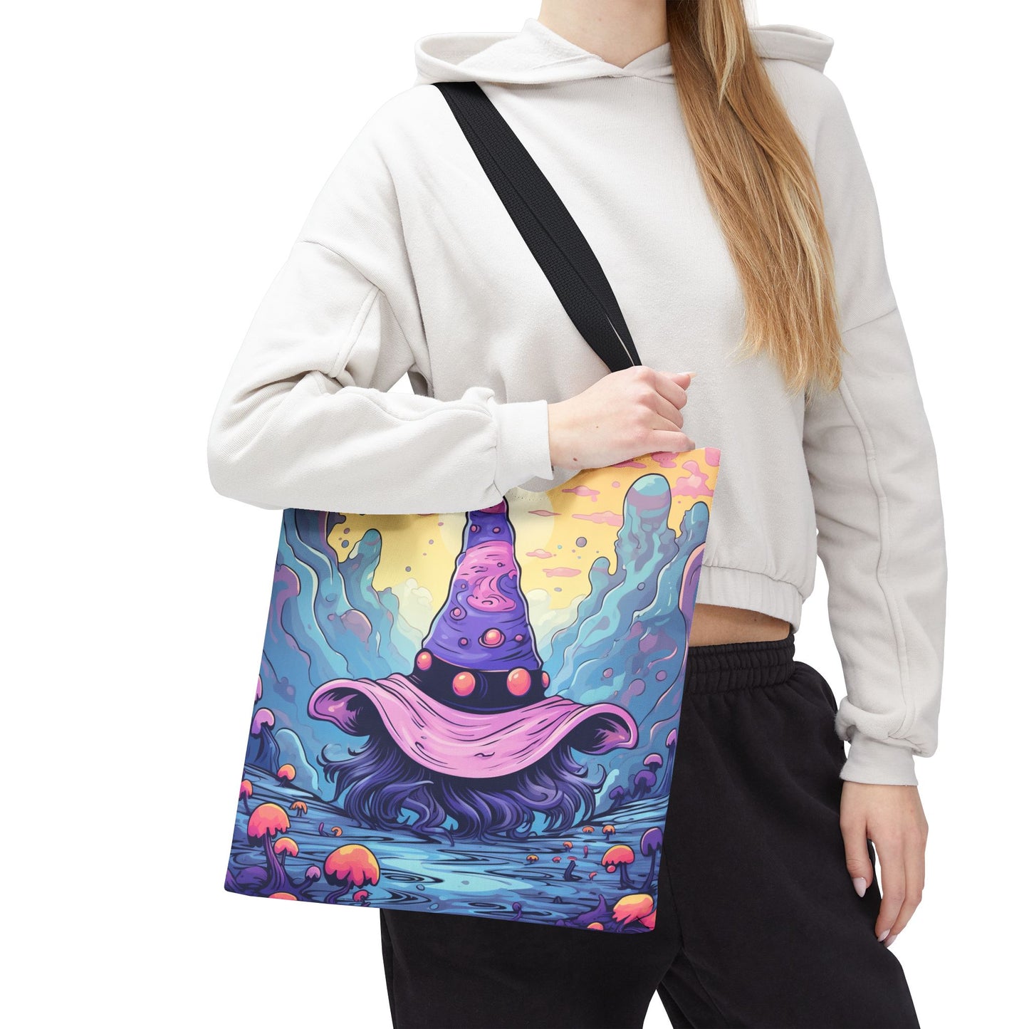 Whimsical Wizardry Tote Bag, Colorful Halloween Bag, Fantasy Art Tote, Magical Eco-Friendly Carryall, Gift for Witch Lovers