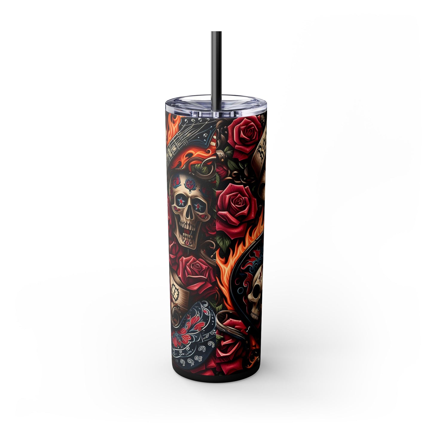 Rock & Roll Electric Guitar 20oz Skinny Tumbler With Straw - Perfect for Music Lovers, Festivals, and Birthday Gift