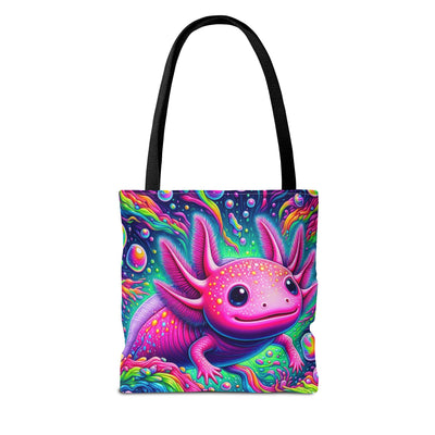 Colorful Axolotl Tote Bag, Cute Animal Lover Gift, Beach Bag, Eco-Friendly Shopping, Unique Art Design