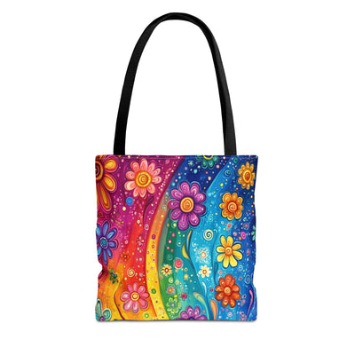 Vibrant Hippy Style Floral Tote Bag - Colorful Summer Accessory, Shopping Bag, Boho Beach Tote, Casual Everyday Use