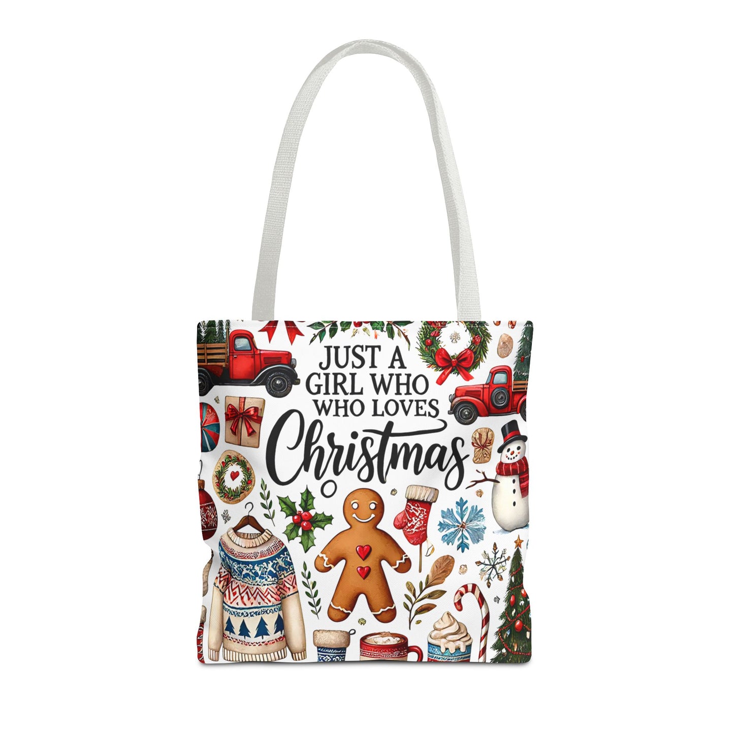 "Just a Girl Who Loves Christmas"  Christmas Tote Bag | Festive Holiday Gift & Shopping Bag, Gift For Her, Just A Girl