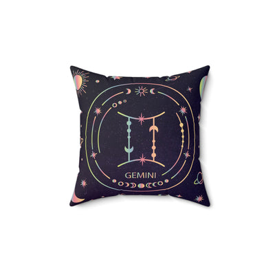 Gemini Zodiac Faux Suede Pillow | Zodiac Decor, Astrology Home Accent, Horoscope Cushion, Celestial Gift, Star Sign Throw Pillow