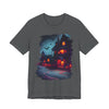 Spooky Halloween Haunted House Tee, Unisex Short Sleeve Shirt, Haunted House Graphic T-Shirt, Halloween Costume Top, Fall Festival Attire