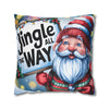 "Jingle All the Way" Santa Christmas Pillowcase | Holiday Decorative Throw Pillow Cover COVER ONLY