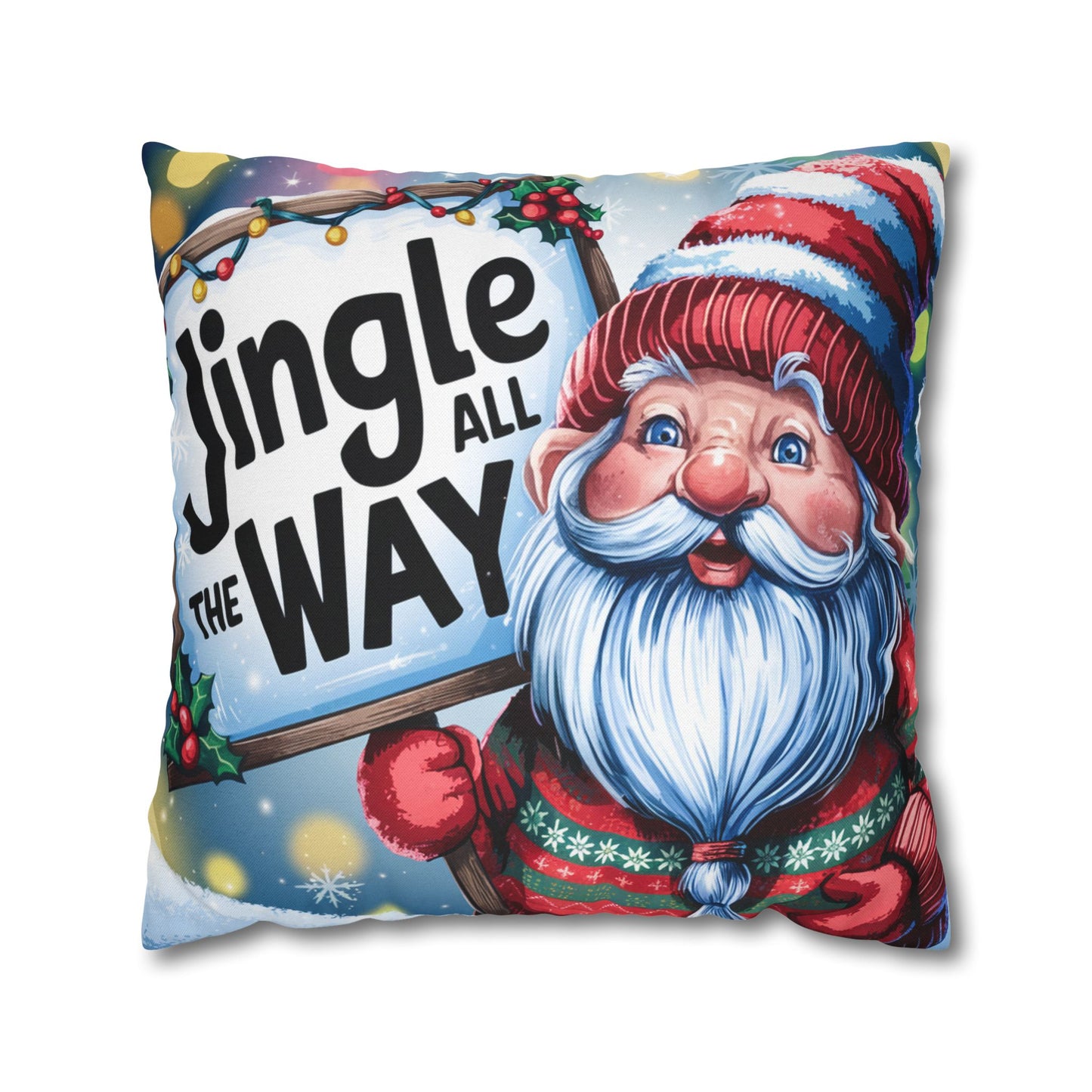 "Jingle All the Way" Santa Christmas Pillowcase | Holiday Decorative Throw Pillow Cover COVER ONLY