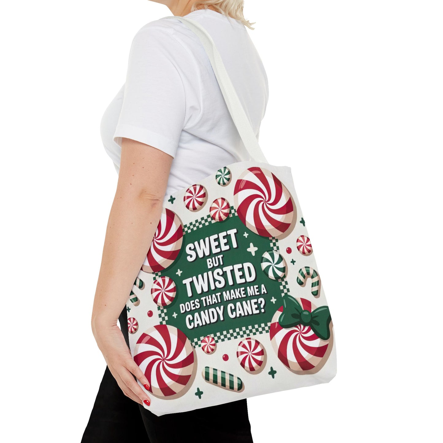 Candy Cane Christmas Tote Bag | Festive Holiday Gift & Shopping Bag