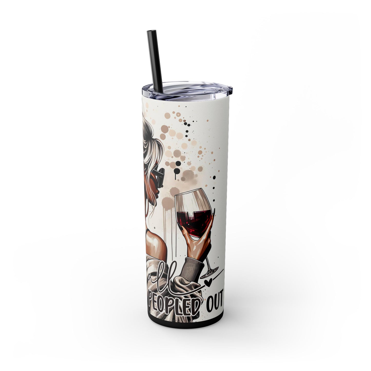 Nope Not Today 20oz Skinny Tumbler With Straw - Inspirational Quote Drinkware, Cute Travel Mug for Home/Office, Unique Gift Idea for Friends