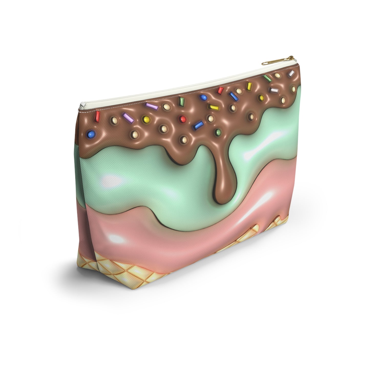 Melted Ice Cream Accessory Pouch - Fun Makeup Bag, Travel Organizer, Gift for Ice Cream Lovers, Birthday Party Favor, Summer Essentials