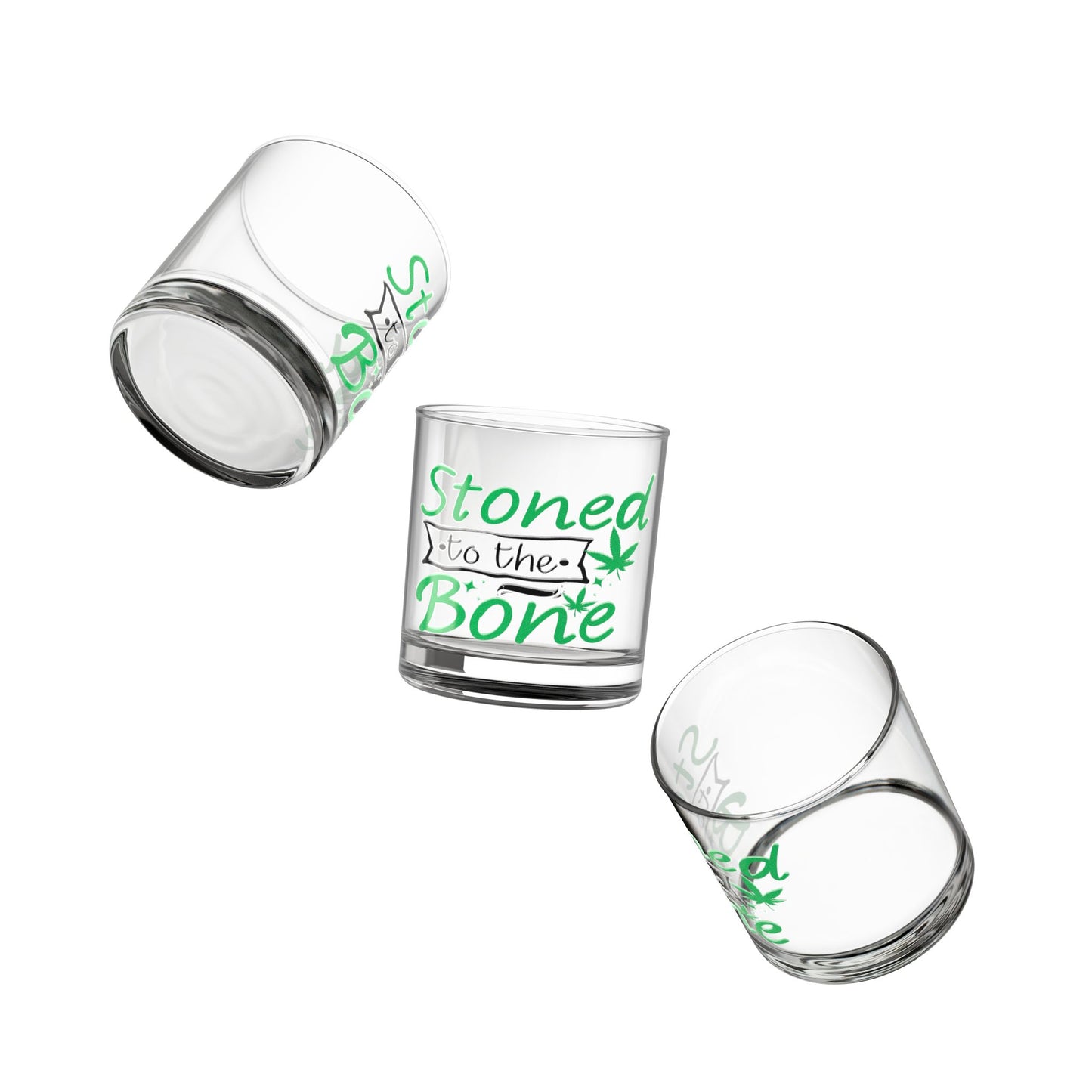 Stoned to the Bone 10oz Rocks Glass | Gift for Stoners, Unique Barware, 420 Celebration, Crossfaded Cocktail Glass
