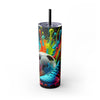 Colorful Soccer 20oz Skinny Tumbler With Straw - Perfect for Gamers, Sporty Gifts, Fun Hydration, Birthday, Everyday Use