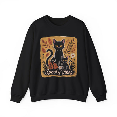 Spooky Vibes Cat Sweatshirt, Unisex Halloween Crewneck, Cozy Fall Apparel, Cat Lover Gift, Cute Sweatshirt for Autumn