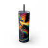Colorful Dragon 20oz Skinny Tumbler With Straw| Fantasy Drinkware, Travel Mug, Gift for Dragon Lovers, Party Favors