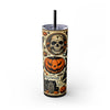 Halloween 20oz Skinny Tumbler With Straw, Spooky Drinkware, Perfect for Parties, Gifts, and Seasonal Celebrations
