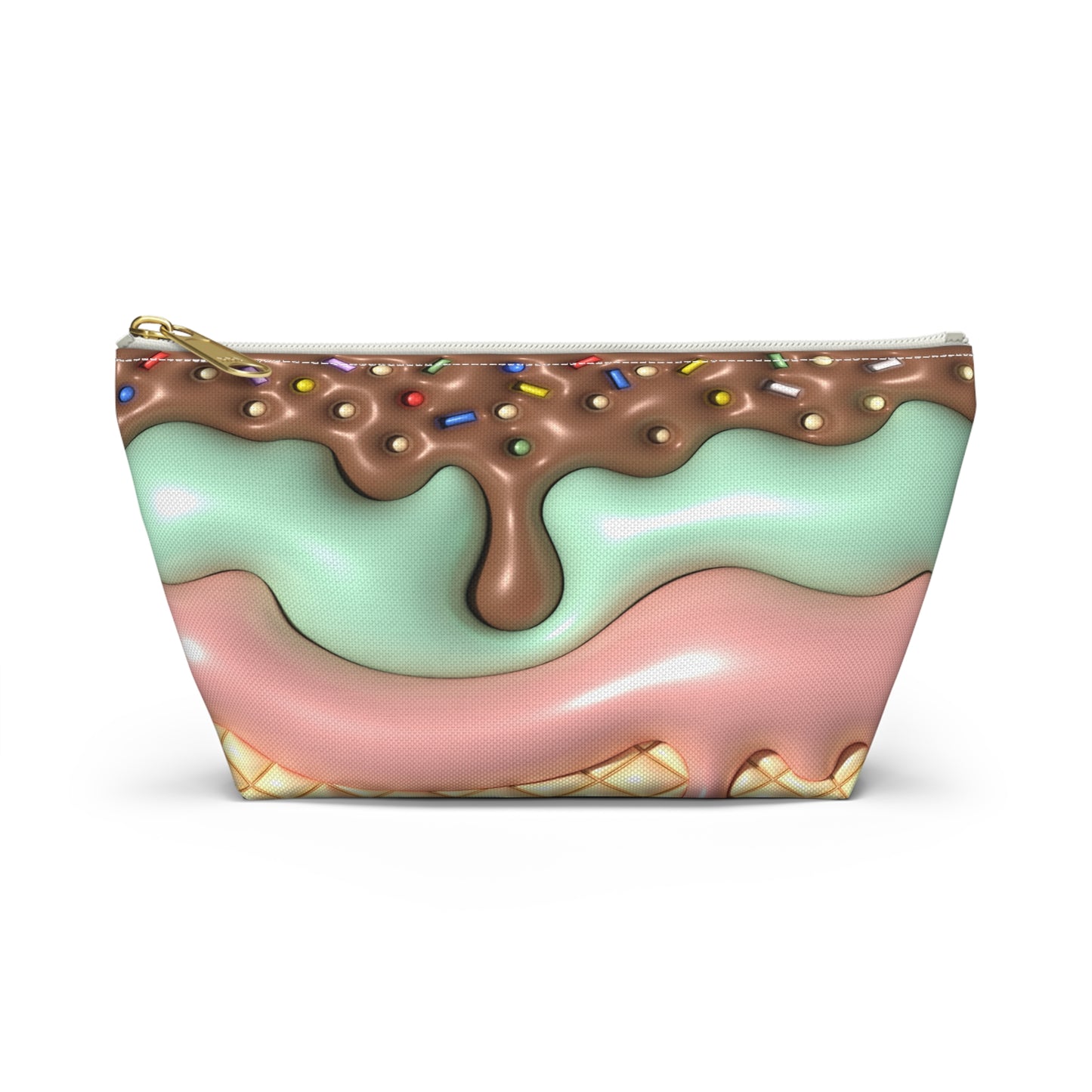 Melted Ice Cream Accessory Pouch - Fun Makeup Bag, Travel Organizer, Gift for Ice Cream Lovers, Birthday Party Favor, Summer Essentials