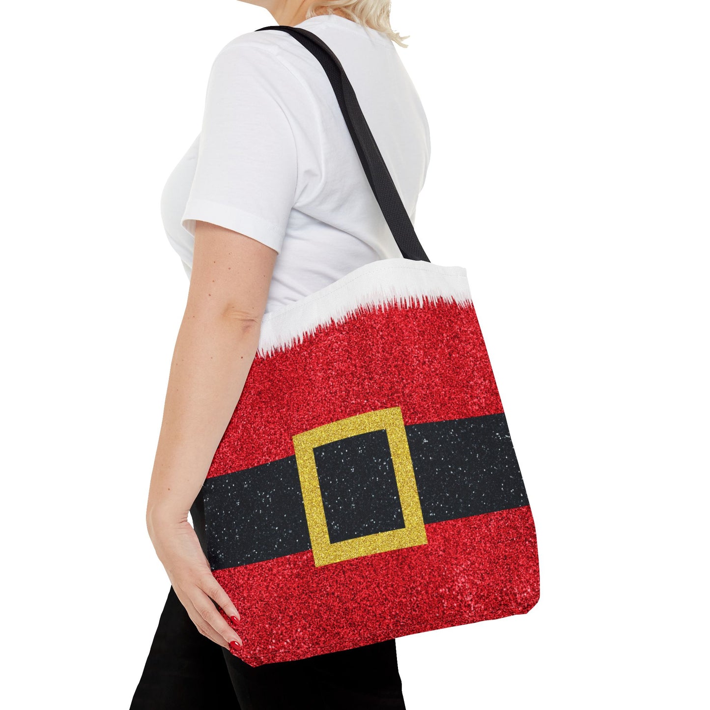 Santa Belt Christmas Tote Bag | Festive Holiday Gift & Shopping Bag