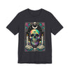 Tarot Card Skull Graphic Tee, Unisex T-Shirt for Halloween, Festival Wear, Party Shirt, Gifts for Him/Her, Casual Streetwear