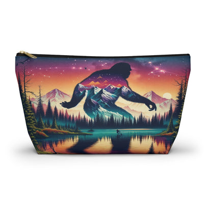 Bigfoot Mountain Scenery Accessory Pouch, Nature Lover's Cosmetic Bag, Travel Organizer, Outdoor Themed Gift, Hiking Essentials Case