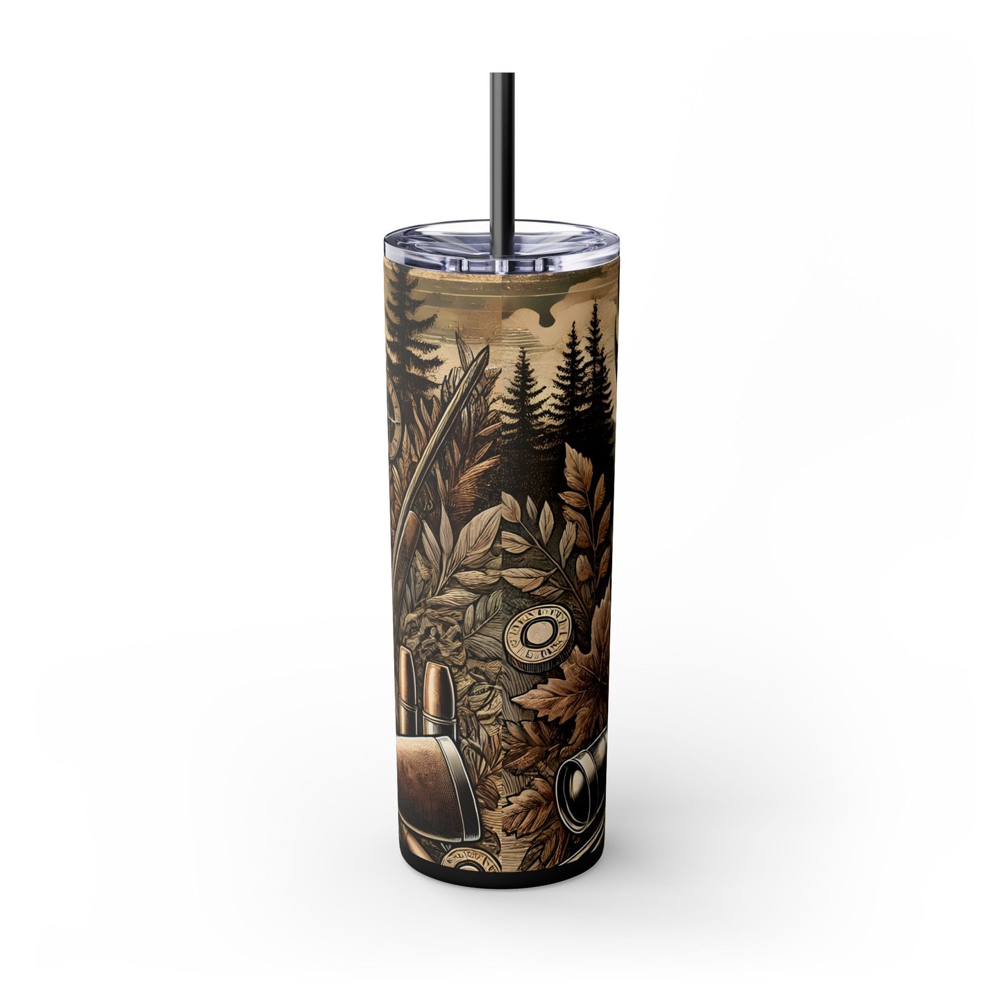 Rustic Deer Hunting 20oz Skinny Tumbler With Straw, Perfect for Outdoor Enthusiasts, Great Gift for Hunters, Fall Decor, Nature Lovers