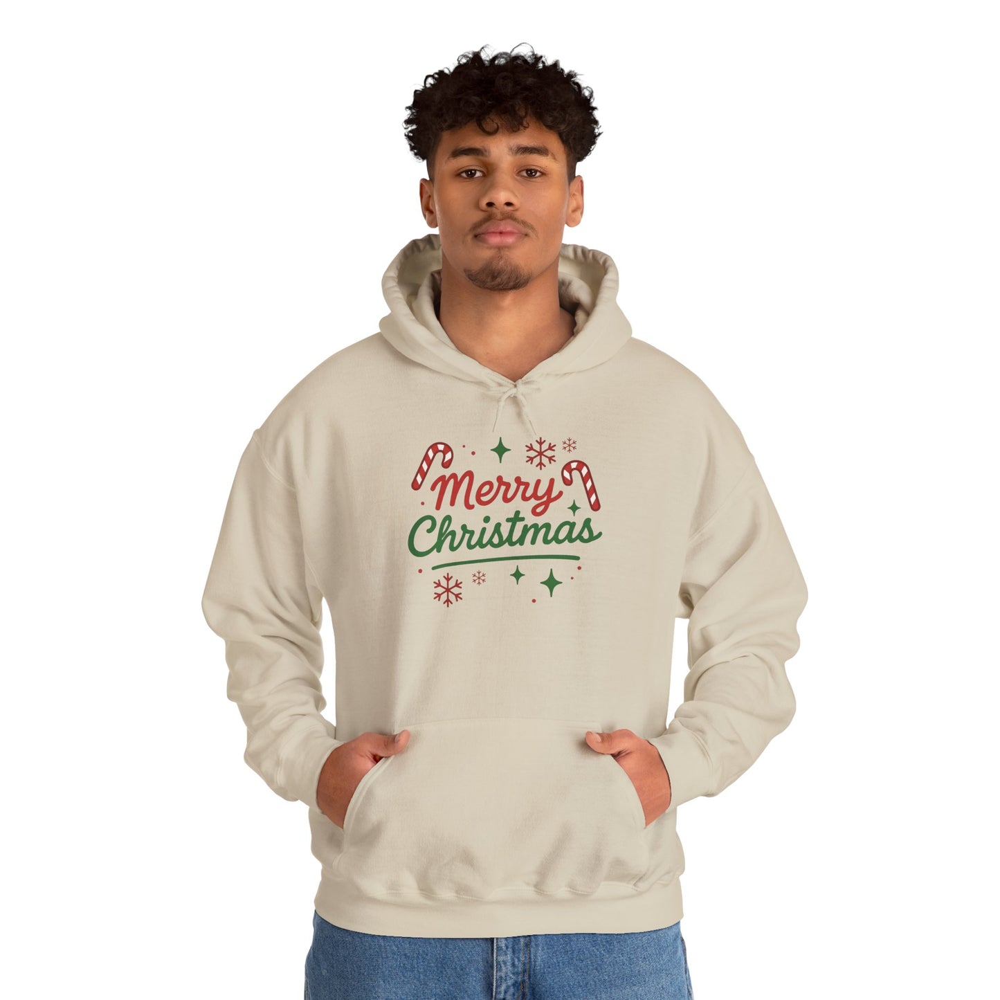 Merry Christmas Candy Cane Hoodie | Christmas Festive Holiday Hooded Sweatshirt