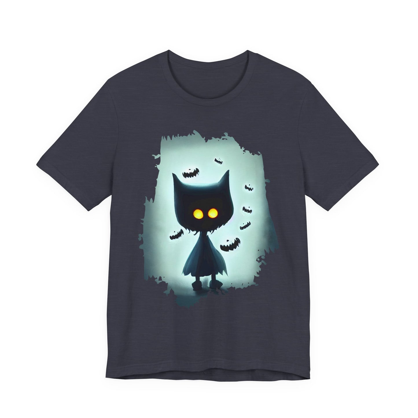 Mysterious Cat Tee for Cat Lovers, Perfect for Halloween, Casual Wear, Gift for Friends, Unisex Short Sleeve Shirt