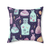 Whimsical Potion-Inspired Faux Suede Square Pillow | Magical Home Decor, Cozy Throw Pillow, Fantasy Gift, Living Room Accent, Unique Gift