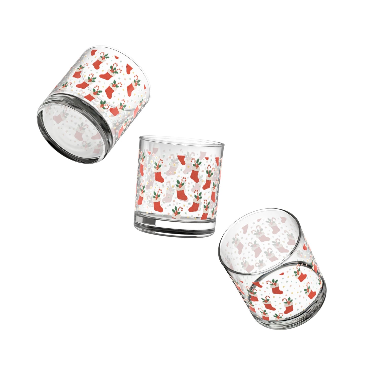 Christmas Stocking 10oz Rocks Glass | Holiday Cheer Drinkware